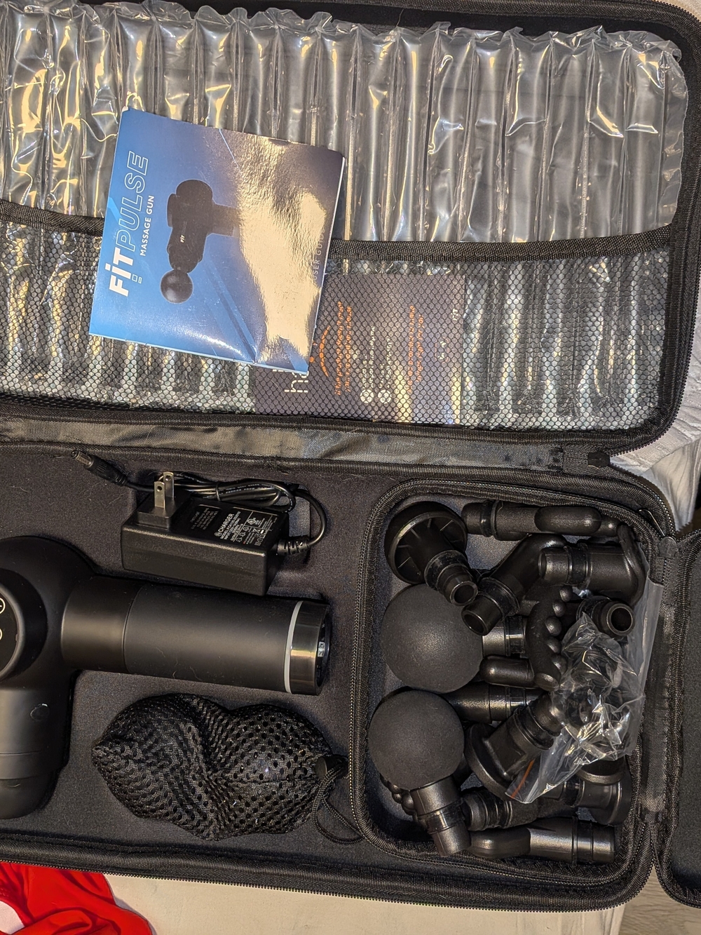 Pulse Black Percussion Massage Gun with Multiple Attachments